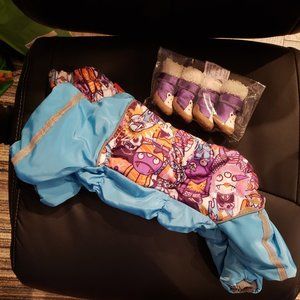 Chihuahua Small Girl Dog Pet Snowsuit Boots Set Purple Teal Coat Jacket Winter